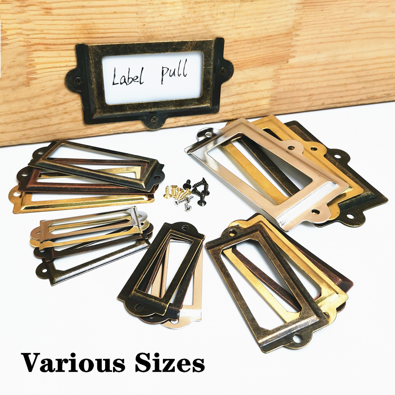 Furniture Hardware Names - 10pcs/lot Antique Brass Handle Label Pull