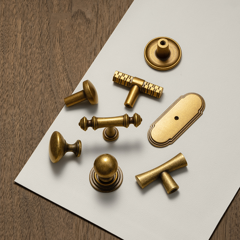 Furniture Hardware With Backplate - Goo-Ki Antique Brass Drawers Knobs with