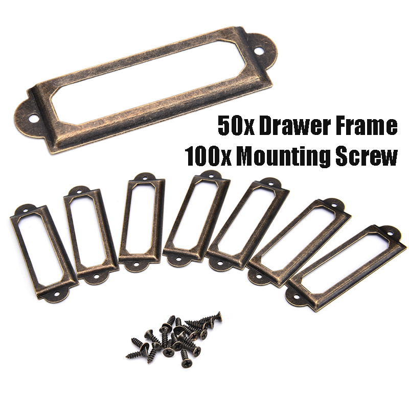 Furniture Hardware Names - 50pcs Antique Brass Metal Label Pull