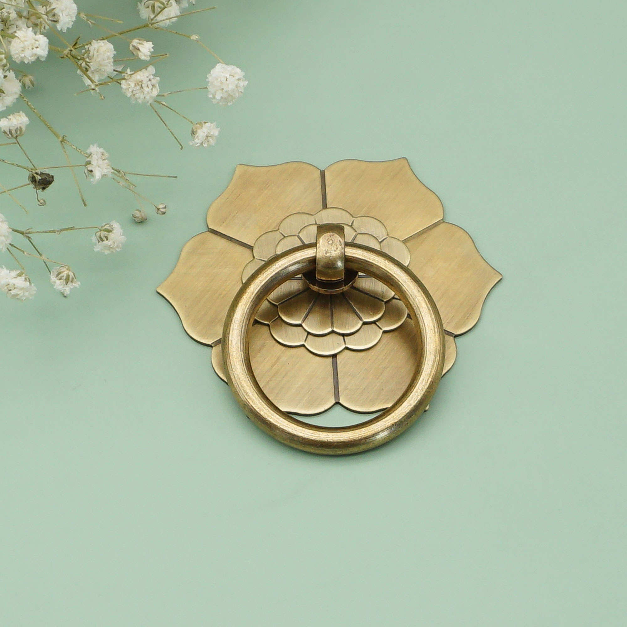 Flower Drawer Pull Vintage Dro - Furniture Hardware With Backplate avis et prix
